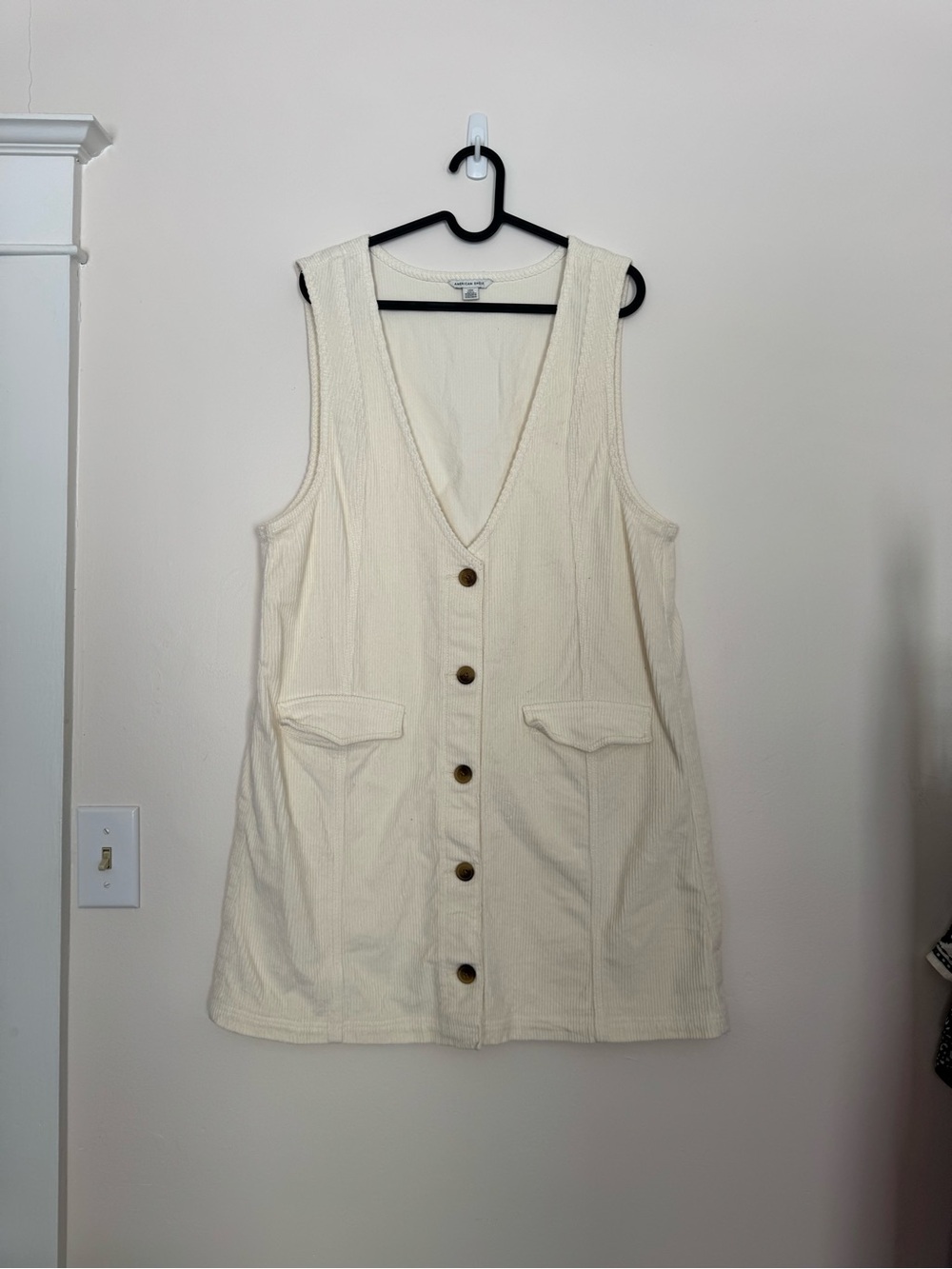American Eagle Outfitters Cream Ribbed Crewneck Top